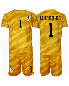 Croazia Dominik Livakovic #1 Portiere Maglia Gara Casa Repliche Europei 2024 Bambino